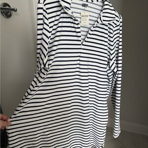 Lands' End Striped Long Sleeve Bathing Suit Cover Up